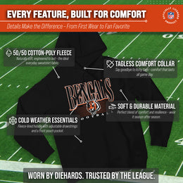 Cincinnati Bengals NFL Adult Unisex Overtime Blueprint Soft Fleece Hooded Sweatshirt - Black