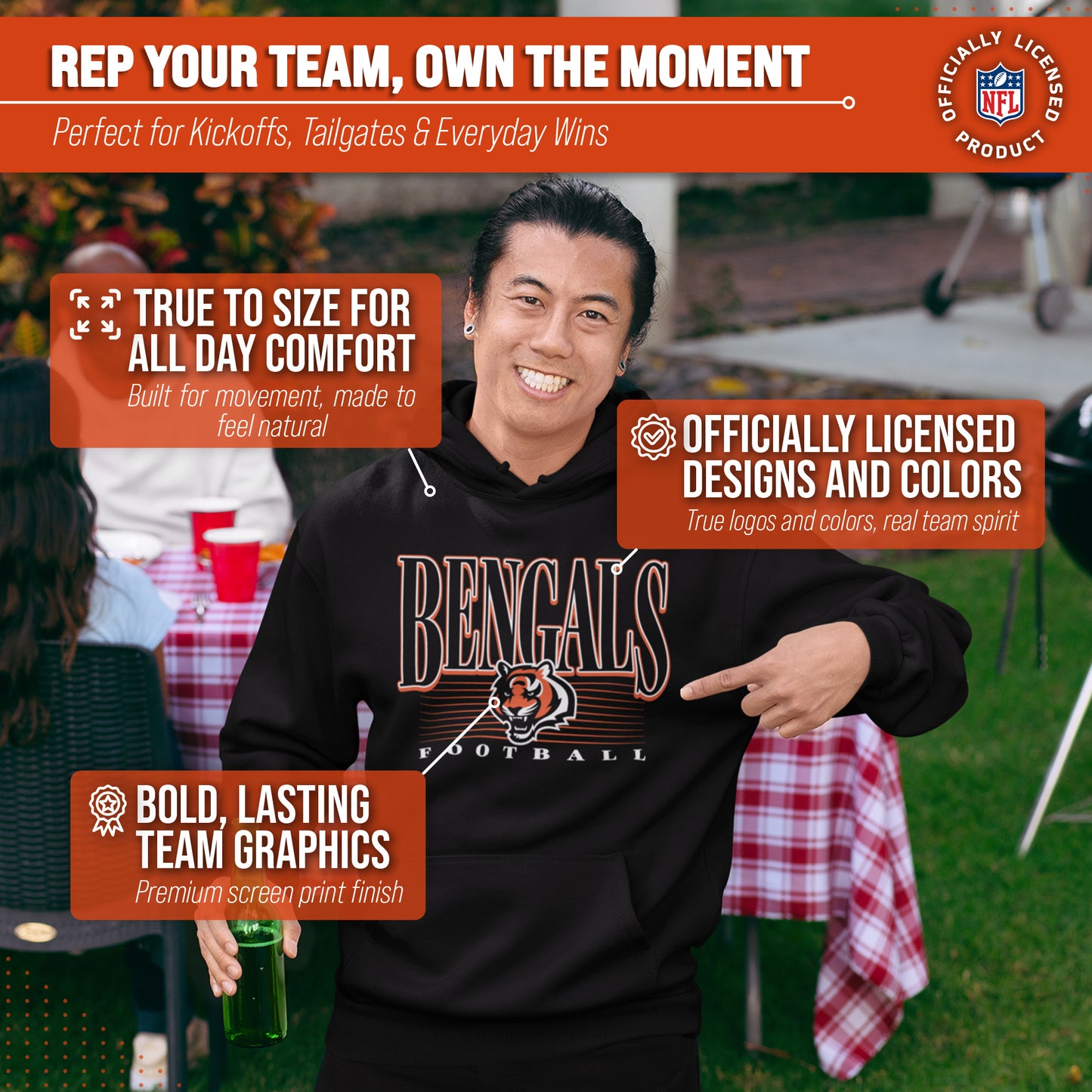 Cincinnati Bengals NFL Adult Unisex Overtime Blueprint Soft Fleece Hooded Sweatshirt - Black