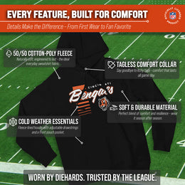 Cincinnati Bengals NFL Adult Unisex Retro Script Ultra Soft Fleece Hooded Sweatshirt - Black