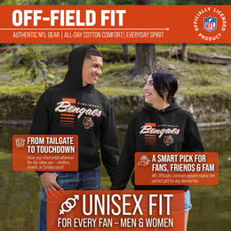 Cincinnati Bengals NFL Adult Unisex Retro Script Ultra Soft Fleece Hooded Sweatshirt - Black