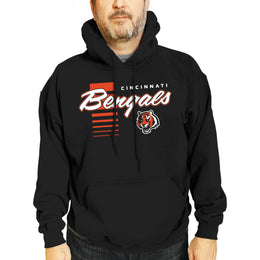Cincinnati Bengals NFL Adult Unisex Retro Script Ultra Soft Fleece Hooded Sweatshirt - Black