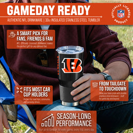 Cincinnati Bengals NFL 30oz Gameday Stainless Steel Tumbler - Black