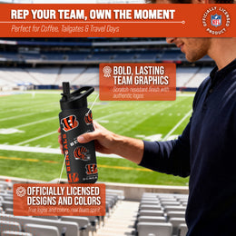 Cincinnati Bengals NFL 34Oz Native Quencher Water Bottle - Black
