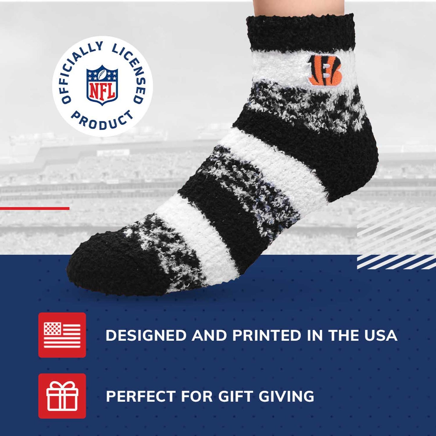 Cincinnati Bengals NFL Cozy Soft Slipper Socks - Black