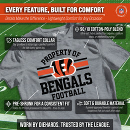 Cincinnati Bengals NFL Youth Property Of Short Sleeve Lightweight T Shirt - Sport Gray