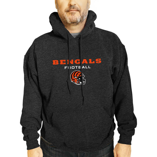 Cincinnati Bengals Adult NFL Football Helmet Heather Hooded Sweatshirt  - Charcoal