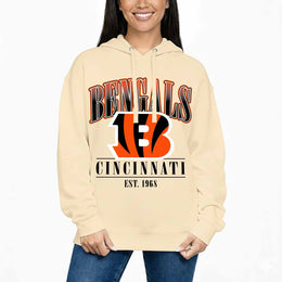 Cincinnati Bengals Ladies NFL Starstruck Fleece Pullover Hooded Sweatshirt - Cream
