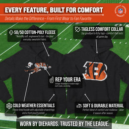 Cincinnati Bengals NFL Adult Unisex Modern Throwback Ultra Soft Fleece Hooded Sweatshirt - Black Heather