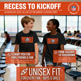 Cincinnati Bengals NFL Youth Repeating Logo Football T-Shirt Unisex Tag Free Comfortable - Black