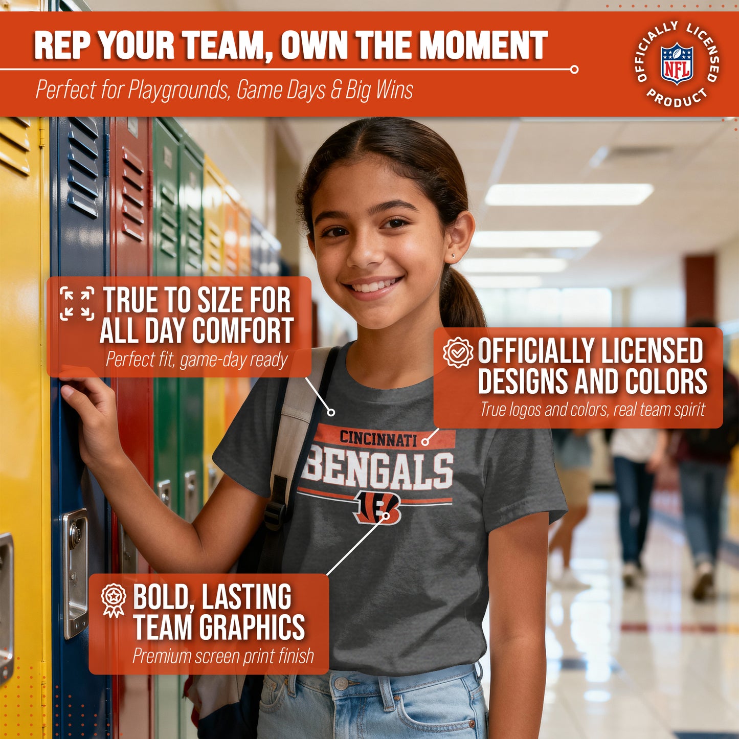 Cincinnati Bengals NFL Youth Short Sleeve Charcoal T Shirt - Charcoal