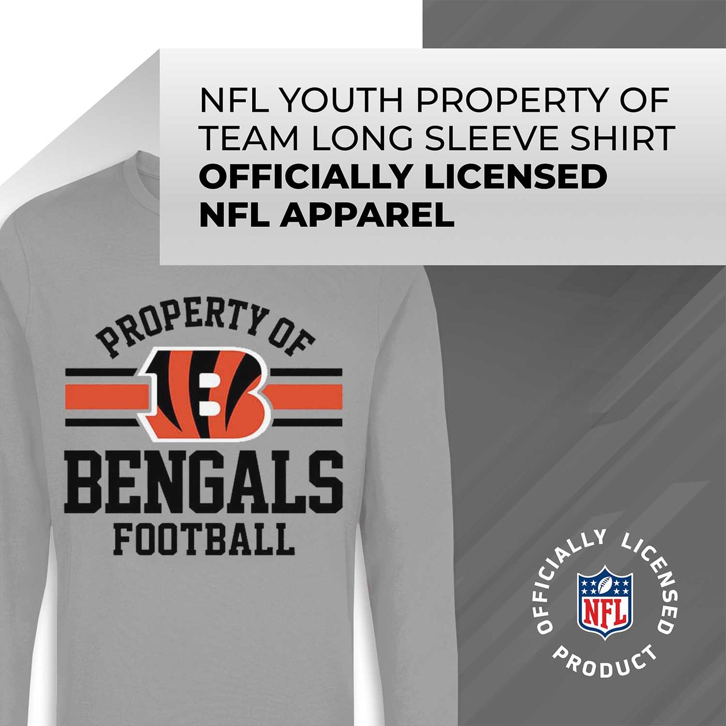 Cincinnati Bengals NFL Youth Property Of Crew Sweatshirt - Sport Gray