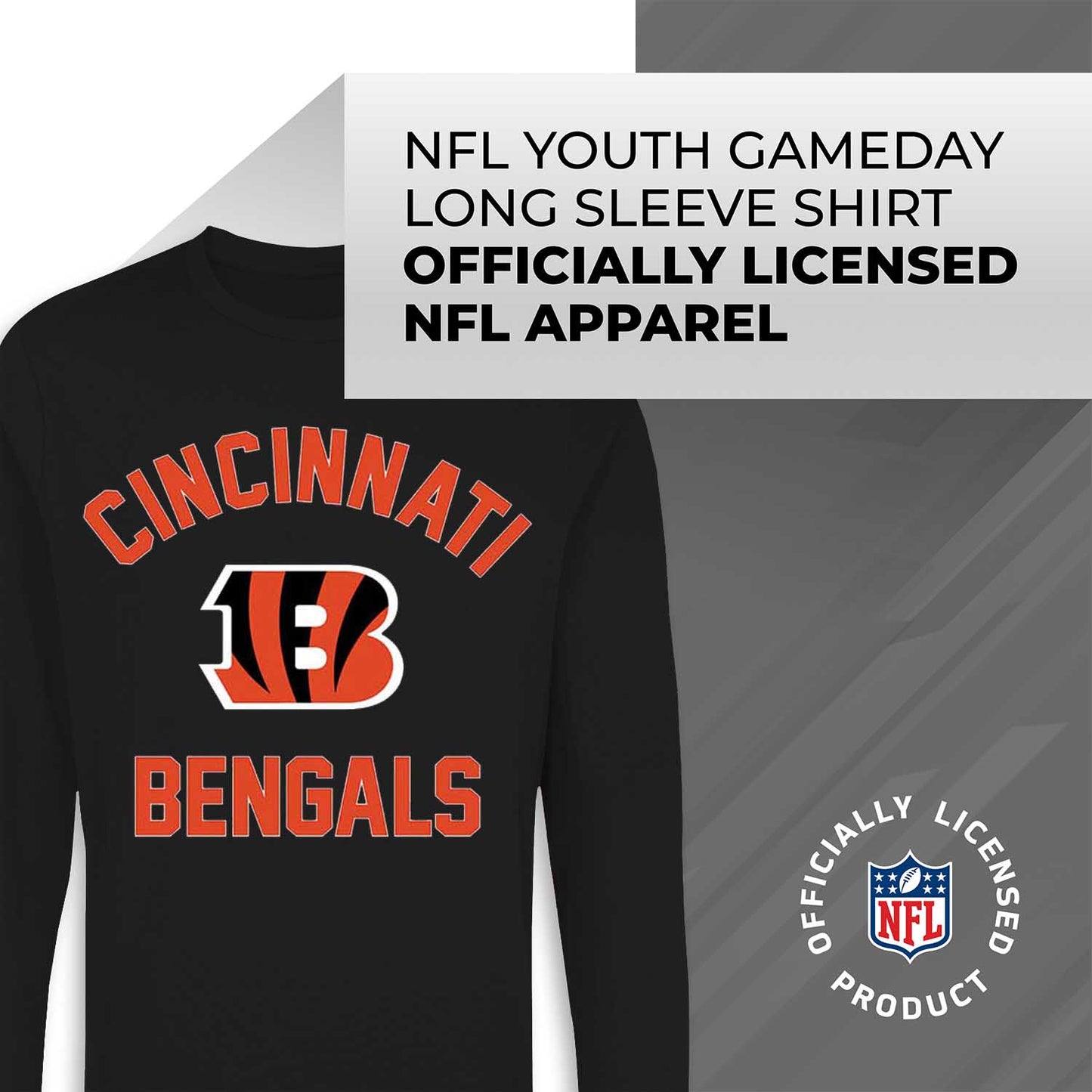 Cincinnati Bengals NFL Gameday Youth Football Long Sleeve Shirt - Black