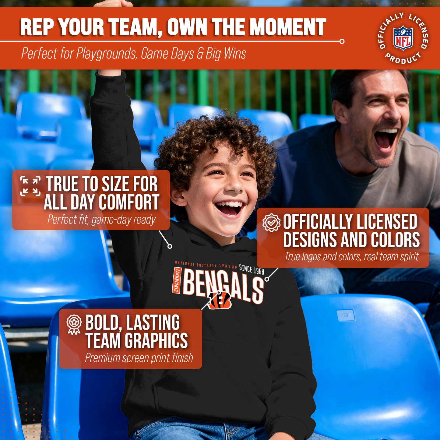 Cincinnati Bengals NFL Youth Modern Endzone Football Fleece Hooded Sweatshirt - Black