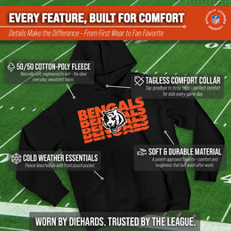Cincinnati Bengals NFL Youth Repeating Logo Football Fleece Hooded Sweatshirt - Black
