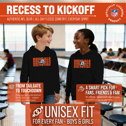 Cincinnati Bengals NFL Youth Repeating Logo Football Fleece Hooded Sweatshirt - Black