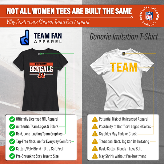 Cincinnati Bengals NFL Women's Team Block Charcoal Tagless T-Shirt - Charcoal