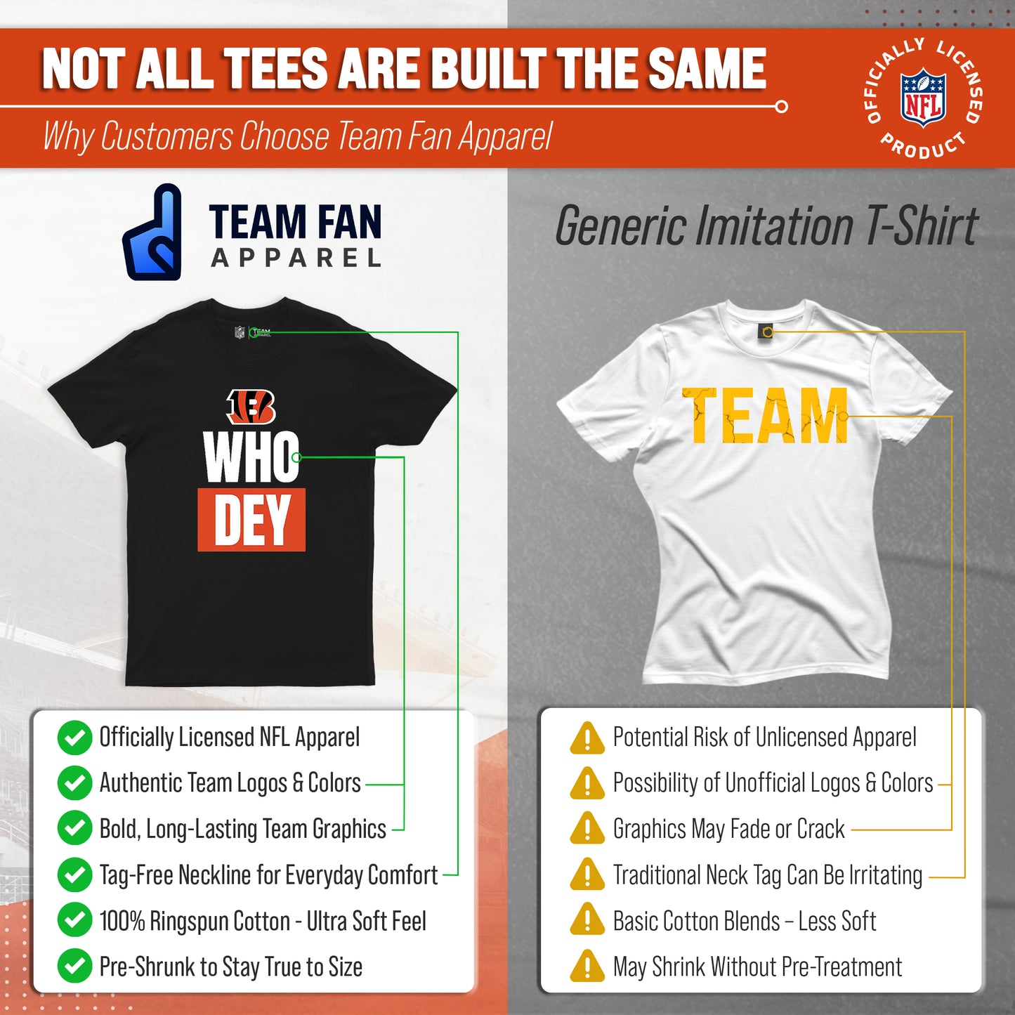 Cincinnati Bengals NFL Adult Team Slogan Unisex T-Shirt - Black