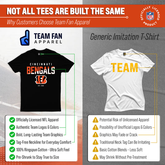 Cincinnati Bengals Adult NFL Diagonal Fade Color Block T-Shirt - Black