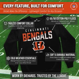 Cincinnati Bengals Adult NFL Diagonal Fade Color Block Crewneck Sweatshirt - Black