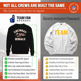 Cincinnati Bengals NFL Adult Unisex Retro Gameday Ultra Soft Fleece Crewneck Sweatshirt - Black