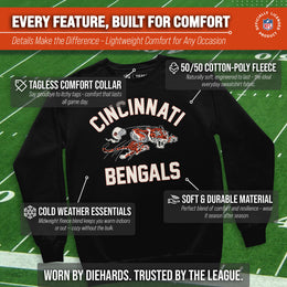 Cincinnati Bengals NFL Adult Unisex Retro Gameday Ultra Soft Fleece Crewneck Sweatshirt - Black