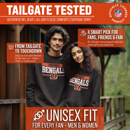 Cincinnati Bengals NFL Adult Long Sleeve Team Block Charcoal Crewneck Sweatshirt - Charcoal