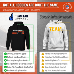 Cincinnati Bengals Adult NFL Speed Stat Sheet Fleece Hooded Sweatshirt - Black