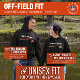 Cincinnati Bengals Adult NFL Speed Stat Sheet Fleece Hooded Sweatshirt - Black