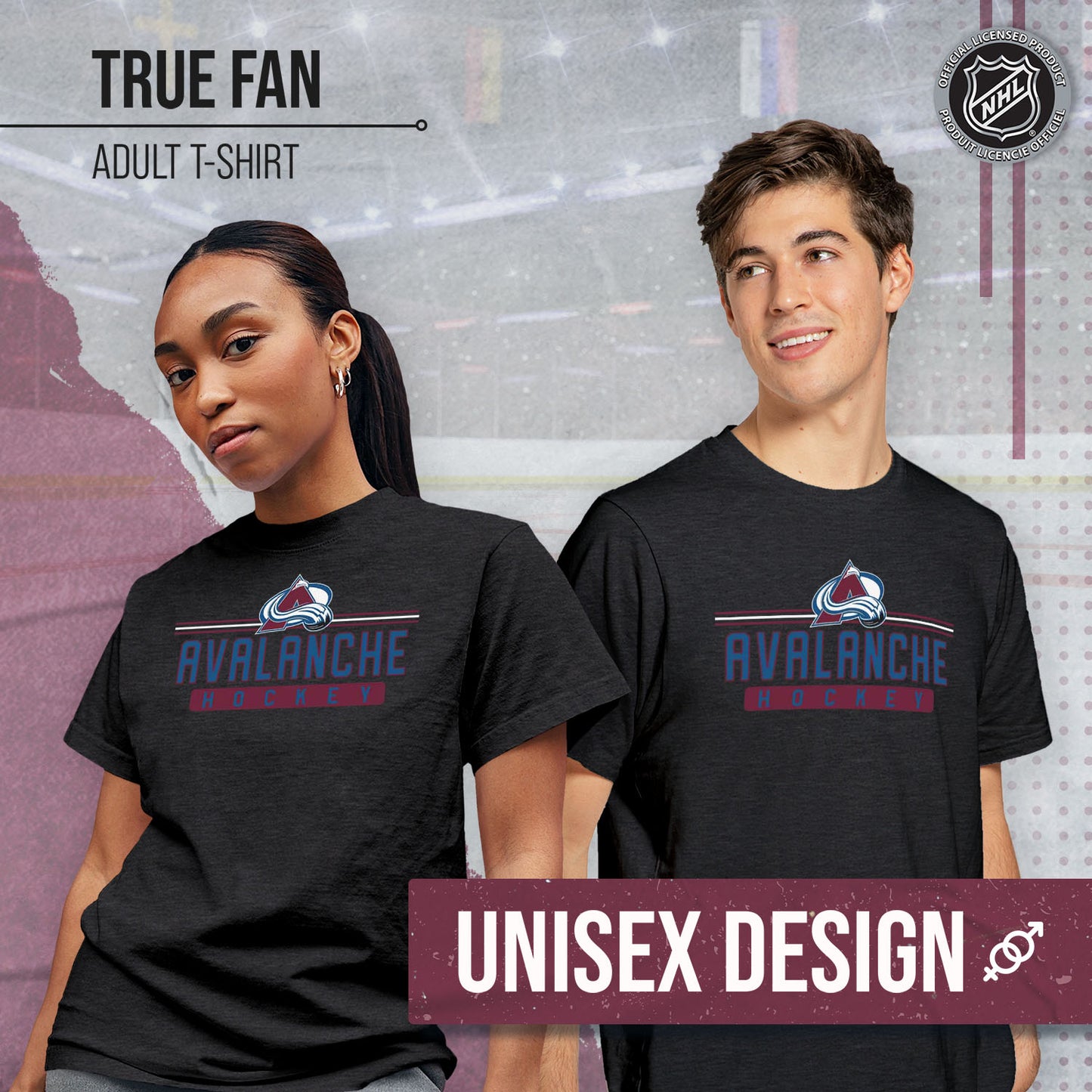 Colorado Avalanche Adult NHL Heather Charcoal True Fan Hockey T-Shirt - Charcoal