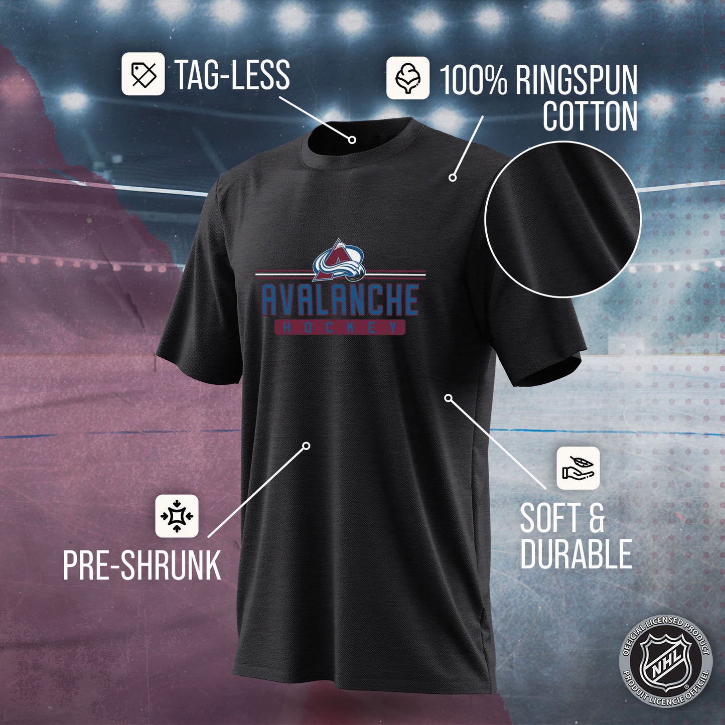 Colorado Avalanche Adult NHL Heather Charcoal True Fan Hockey T-Shirt - Charcoal