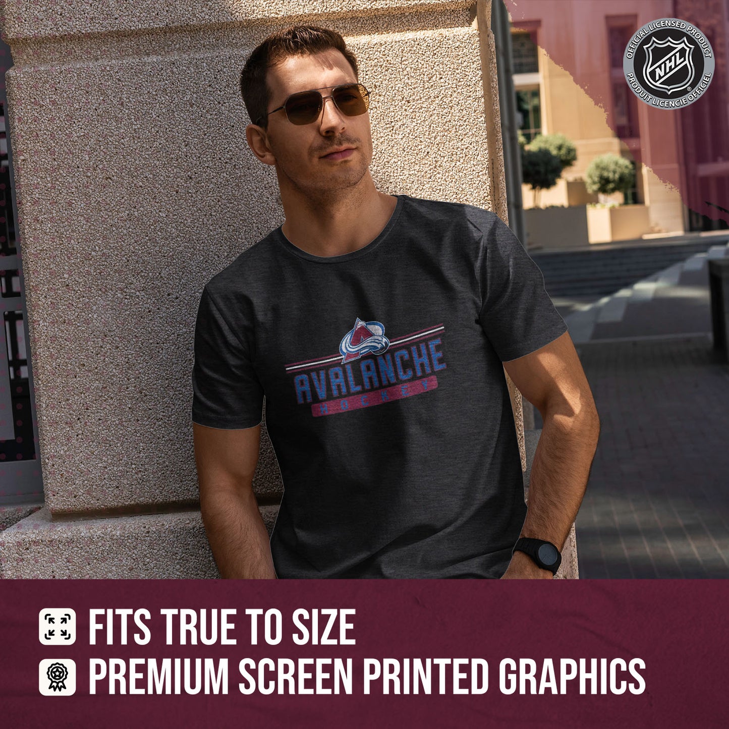 Colorado Avalanche Adult NHL Heather Charcoal True Fan Hockey T-Shirt - Charcoal