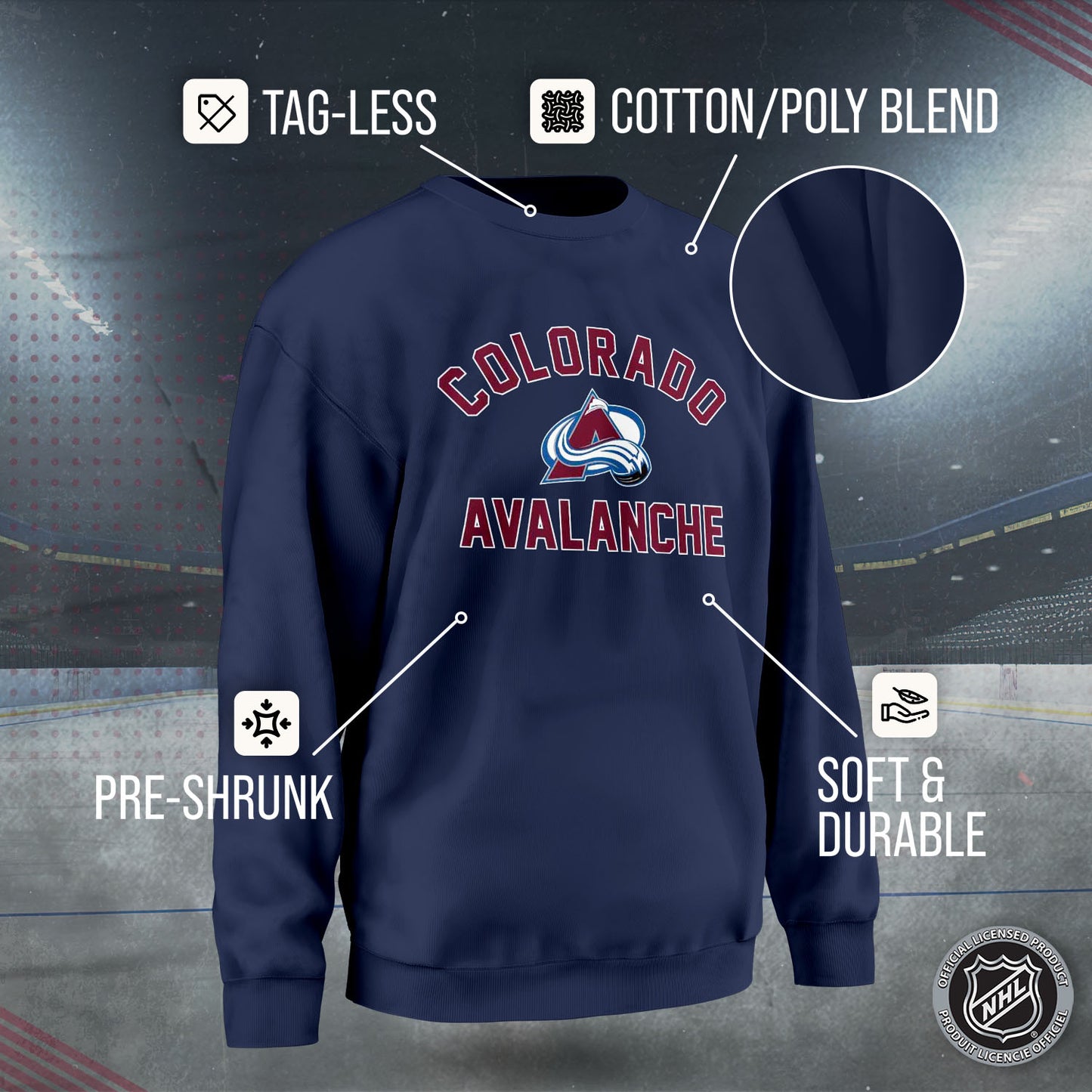 Colorado Avalanche Adult NHL Gameday Crewneck Sweatshirt - Navy
