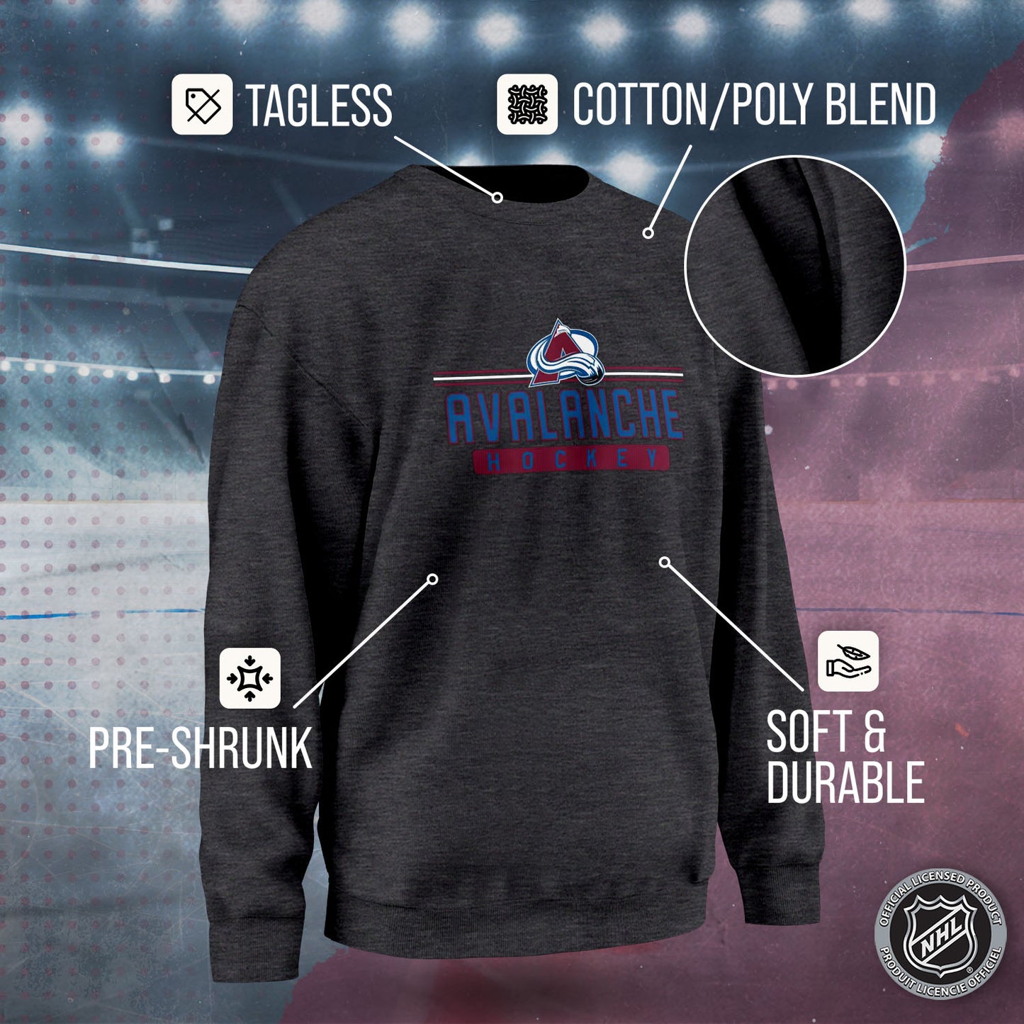 Colorado Avalanche NHL Charcoal True Fan Crewneck Sweatshirt - Charcoal