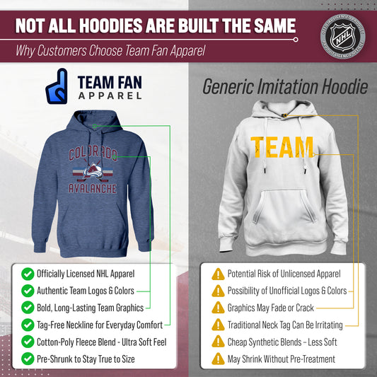 Colorado Avalanche Adult NHL Faceoff Hockey Fleece Hooded Sweatshirt- Jersey Stripe - Navy