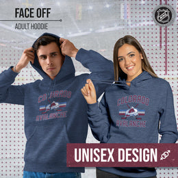 Colorado Avalanche Adult NHL Faceoff Hockey Fleece Hooded Sweatshirt- Jersey Stripe - Navy