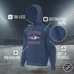 Colorado Avalanche Adult NHL Faceoff Hockey Fleece Hooded Sweatshirt- Jersey Stripe - Navy