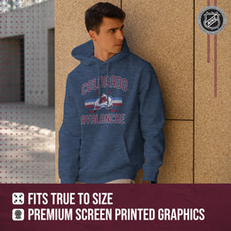 Colorado Avalanche Adult NHL Faceoff Hockey Fleece Hooded Sweatshirt- Jersey Stripe - Navy