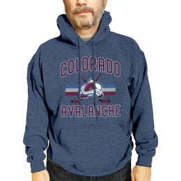 Colorado Avalanche Adult NHL Faceoff Hockey Fleece Hooded Sweatshirt- Jersey Stripe - Navy