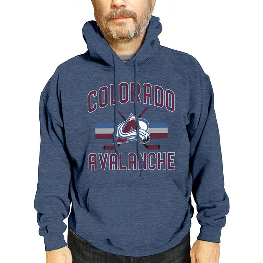 Colorado Avalanche Adult NHL Faceoff Hockey Fleece Hooded Sweatshirt- Jersey Stripe - Navy