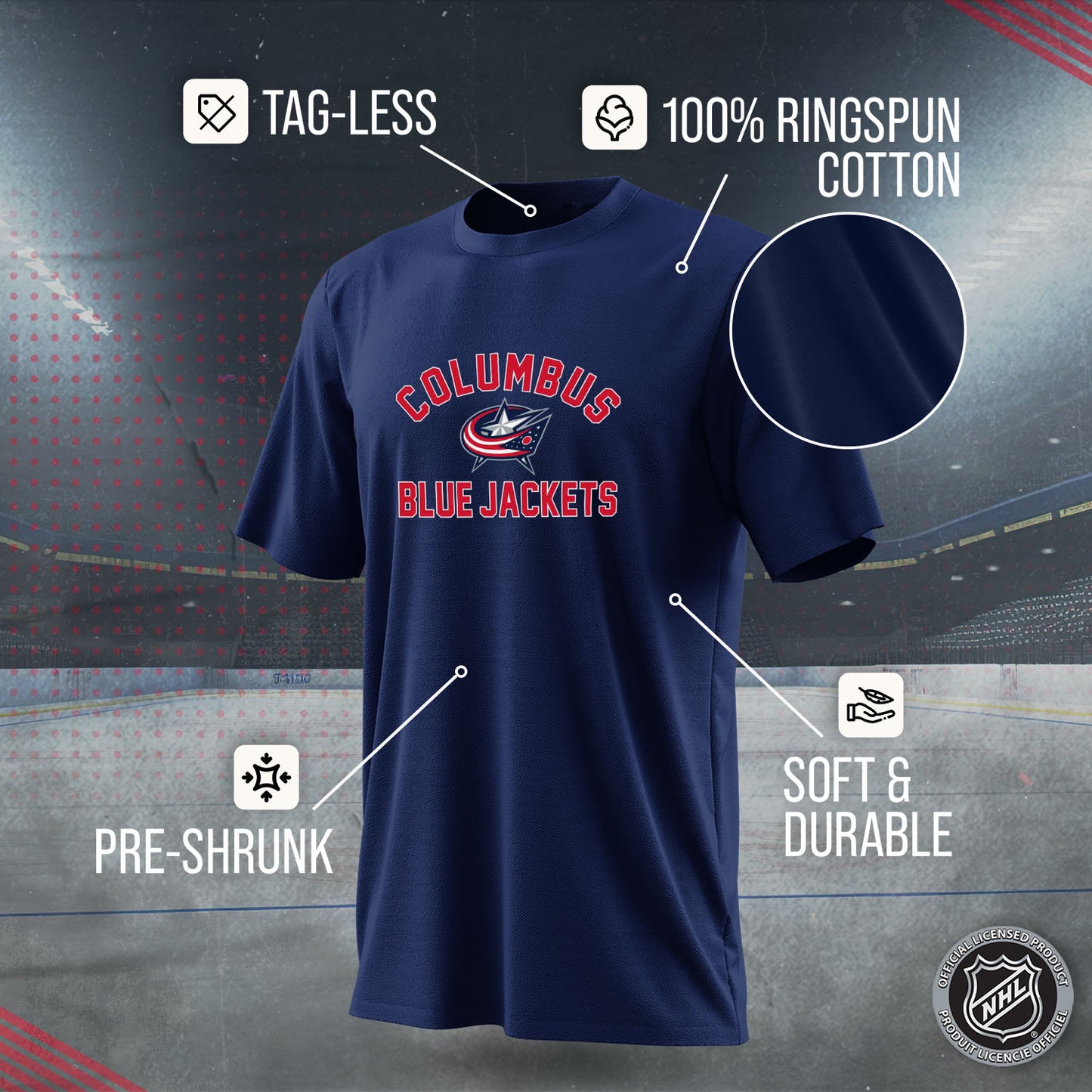 Columbus Blue Jackets NHL Adult Game Day Unisex T-Shirt - Navy