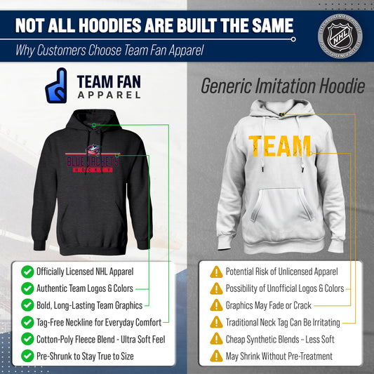 Columbus Blue Jackets NHL Adult Heather Charcoal True Fan Hooded Sweatshirt Unisex - Charcoal
