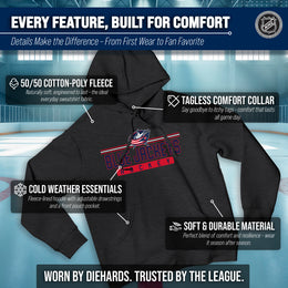 Columbus Blue Jackets NHL Adult Heather Charcoal True Fan Hooded Sweatshirt Unisex - Charcoal