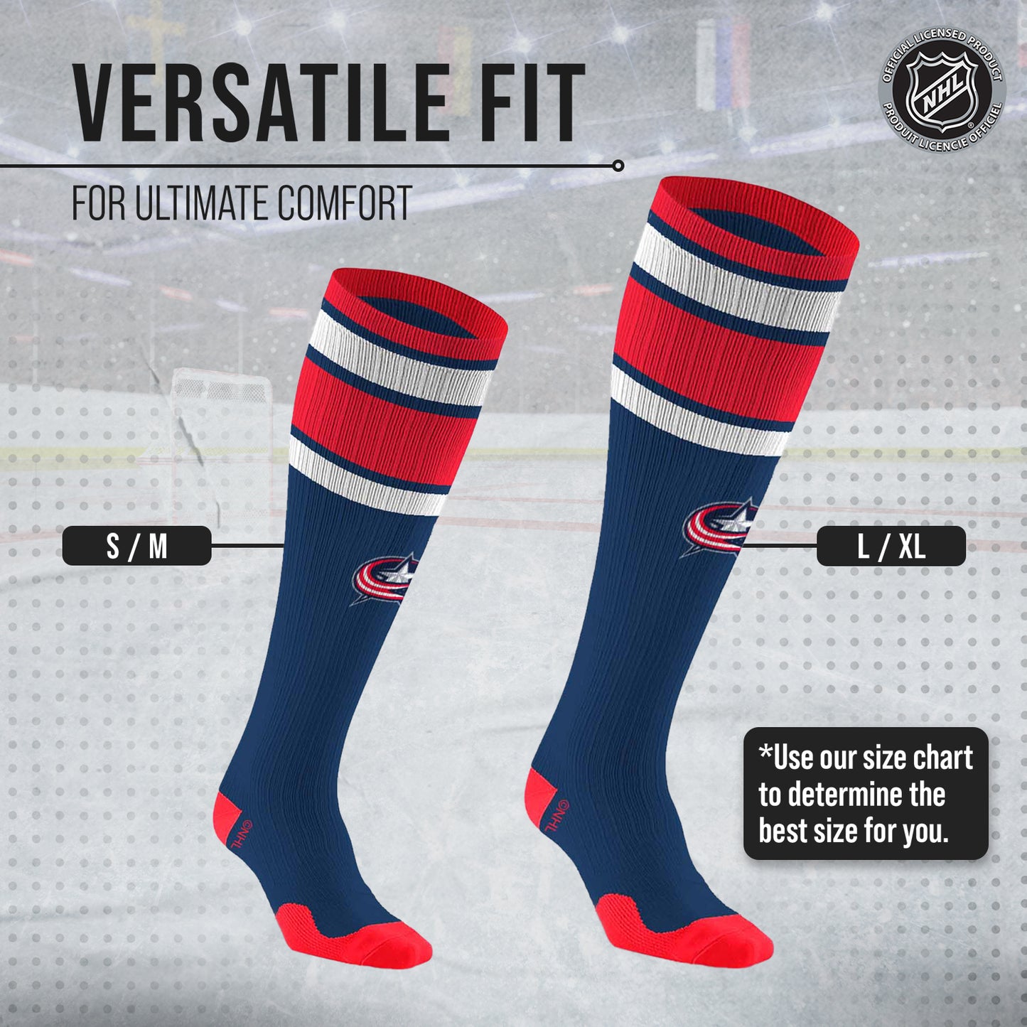 Columbus Blue Jackets NHL Adult Knee High-Performance Socks - Navy