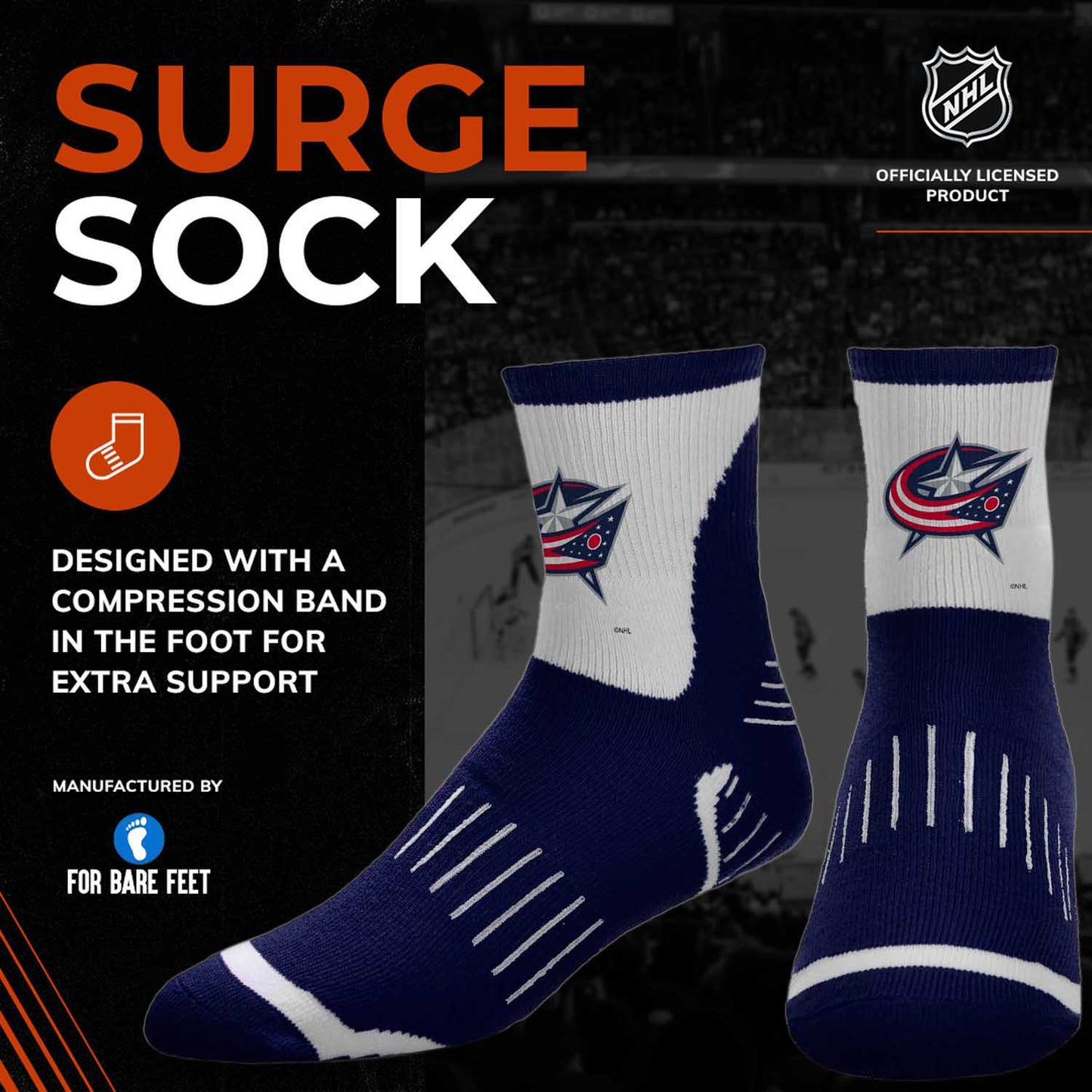 Columbus Blue Jackets NHL Youth Surge Socks - Navy