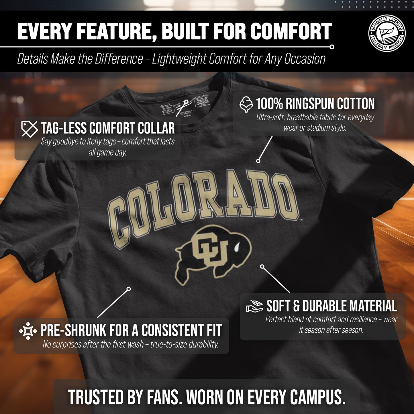 Colorado Buffaloes NCAA Adult Gameday Cotton T-Shirt - Black