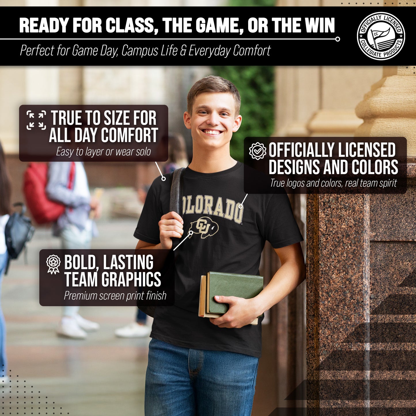 Colorado Buffaloes NCAA Adult Gameday Cotton T-Shirt - Black