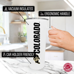 Colorado Buffaloes NCAA Stainless Steel 20oz Roadie With Handle & Dual Option Lid With Straw - White
