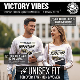 Colorado Buffaloes NCAA Adult Unisex Varsity Club Pennant Crewneck Fleece Sweatshirt - Off White