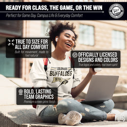 Colorado Buffaloes NCAA Adult Unisex Varsity Club Pennant Crewneck Fleece Sweatshirt - Off White