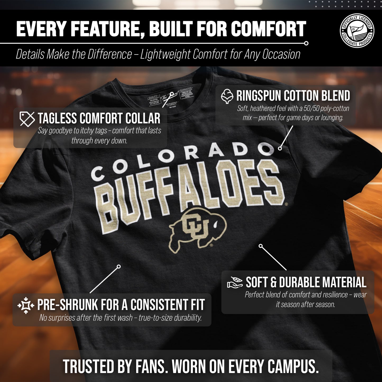 Colorado Buffaloes NCAA Adult Unisex Starting Fresh T-Shirt - Black Heather